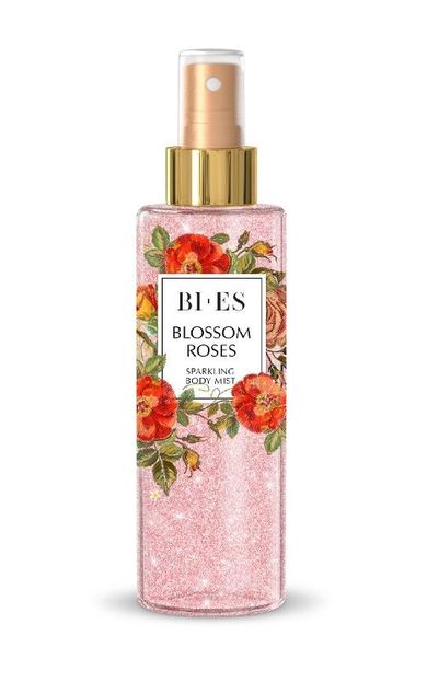 Bi-es, Sparkling Body Mist, rozświetlająca mgiełka do ciała, Blossom Roses, 200 ml