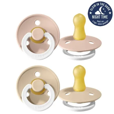 Bibs, Colour, smoczek uspokajający, kauczuk Hevea, Blush Glow&Vanilla Glow, rozmiar 1, 2 szt.