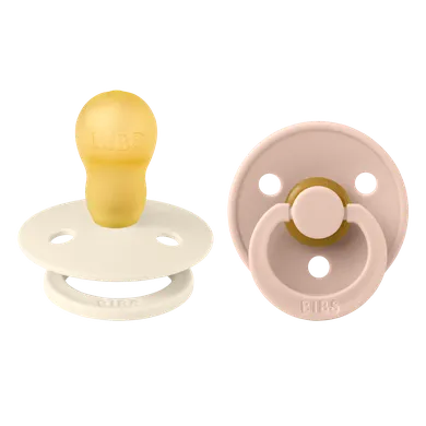 Bibs, Colour, smoczek uspokajający, kauczuk Hevea, Ivory&Blush, 18m+, 2 szt.
