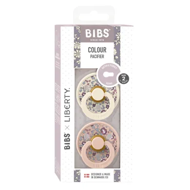 Bibs, Liberty Colour, smoczek uspokajający, kauczuk Hevea, Eloise Blush, rozmiar 2, 2 szt.