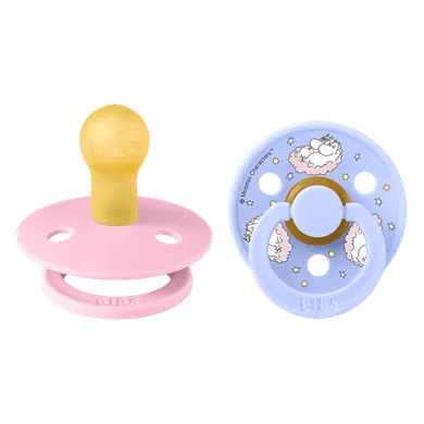 Bibs, Muminki, Colour Dreaming, smoczek uspokajający, kauczuk Hevea, Baby Pink Mix, rozmiar 1, 2 szt.