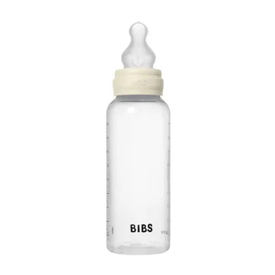 Bibs, zestaw: butelka antykolkowa dla niemowląt, Ivory, 270 ml + smoczek do karmienia o średnim przepływie, silikonowy