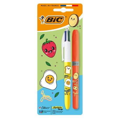 Bic, 4 Colors, Kawaii, długopis kolorowy 4w1 + zakreślacz, pomarańćzowy
