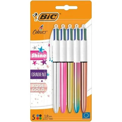 Bic, 4 Colours, Shine Gradient, długopis, 5 szt.