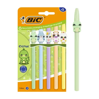 Bic, Cristal Figurine, długopis, niebieski, 5 szt.