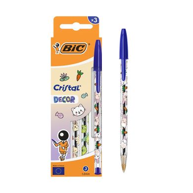 Bic, Cristal Kawaii, długopis, niebieski, 3 szt.