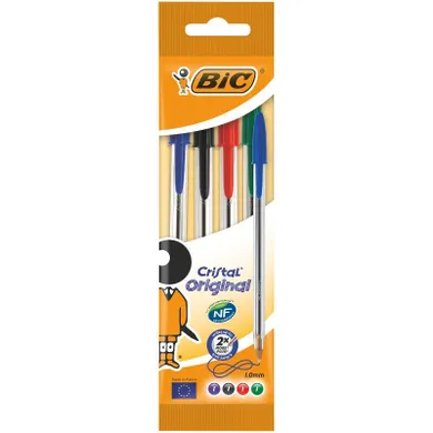 Bic, Cristal Original, długopis, 4 szt.