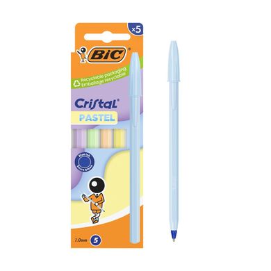Bic, Cristal Pastel, długopis, niebieski, 5 szt.