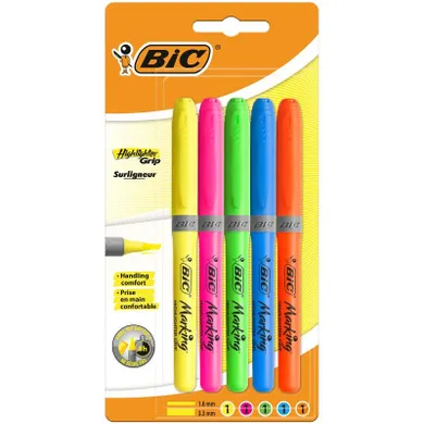 Bic, Highlighter Grip, zakreślacze, 5 szt.