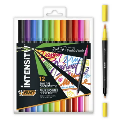 Bic, Intensity Dual Tip, pisak dwustronny w etui, 12 szt.