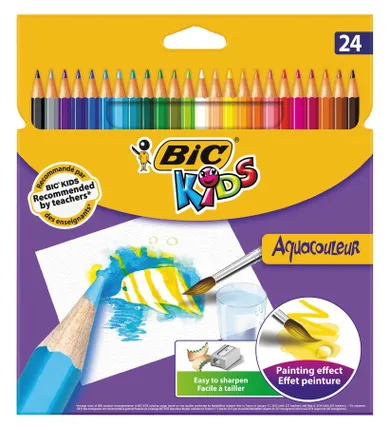 Bic, Kids, Aquacouleur, kredki akwarelowe, 24 kolory