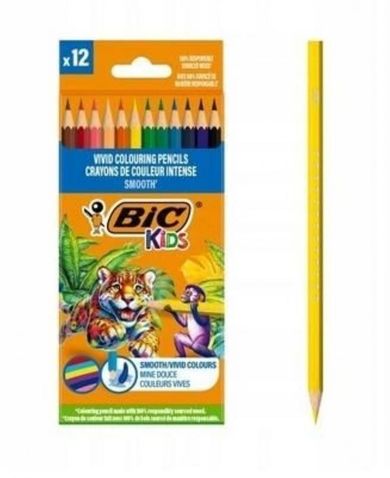 Bic, Kids, Smooth, kredki ołówkowe, 12 kolorów