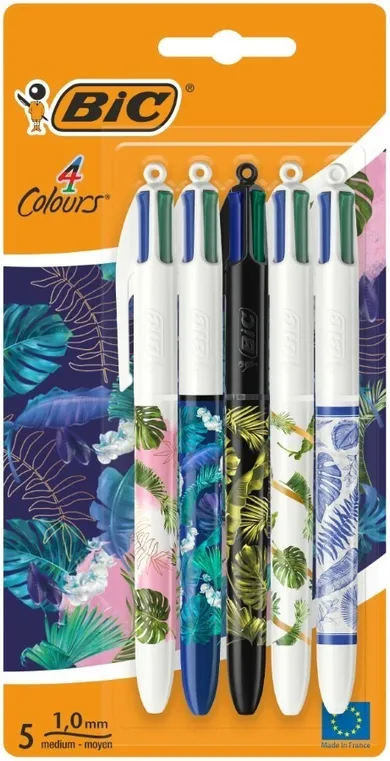 Bic, Message Botanical, długopis 4 kolorowy, 5 szt.