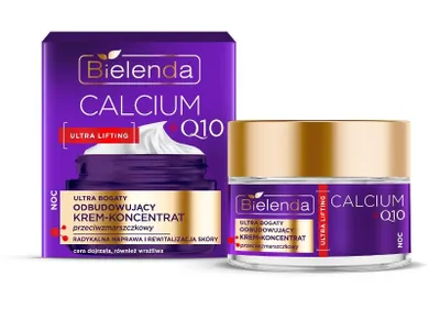 Bielenda, Calcium + Q10, ultra bogaty odbudowujący krem-koncentrat przeciwzmarszczkowy na noc, 50 ml