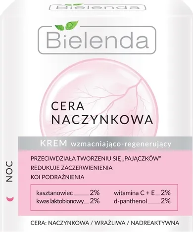 Bielenda, Cera Naczynkowa, krem wzmacniająco-regenerujący na noc, 50 ml