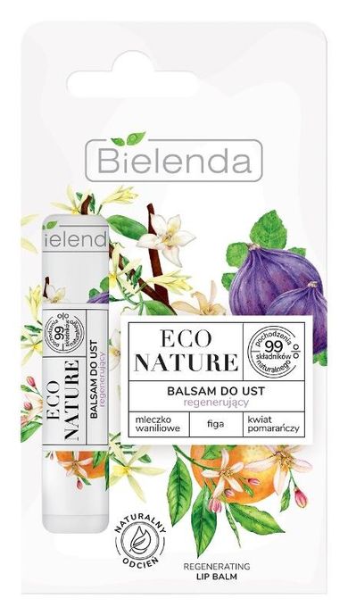 Bielenda Eco Nature, balsam do ust regenerujący z mleczkiem waniliowym, figa & kwiat pomarańczy, 10g