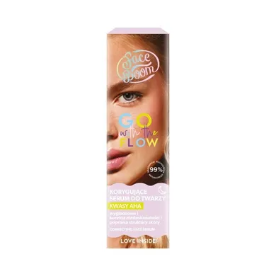 Bielenda, Faceboom Go With The Flow, korygujące serum do twarzy na noc naturalne kwasy aha, 25 ml
