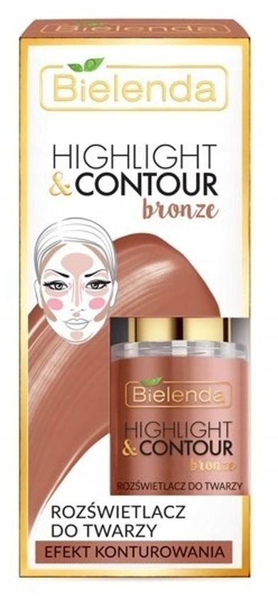Bielenda, Highlight & Contour, rozświetlacz do twarzy Bronze, efekt konturowania, 15 ml