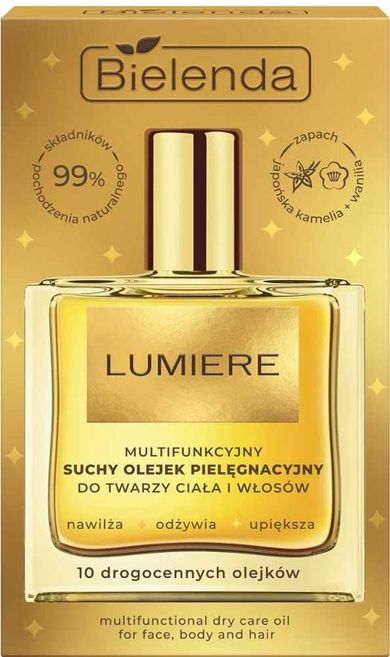 Bielenda, Lumiere, multifunkcyjny suchy olejek pielęgnacyjny do twarzy, ciała i włosów, 50 ml