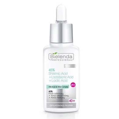 Bielenda Professional, Anti-Acne, 45% kwas szikimowy + kwas laktobionowy + kwas mlekowy pH 1.5 40+, 30g