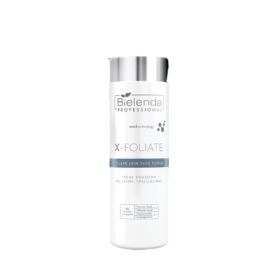 Bielenda Professional, X- Foliate Clear Skin, tonik kwasowy do skóry trądzikowej, 200 ml