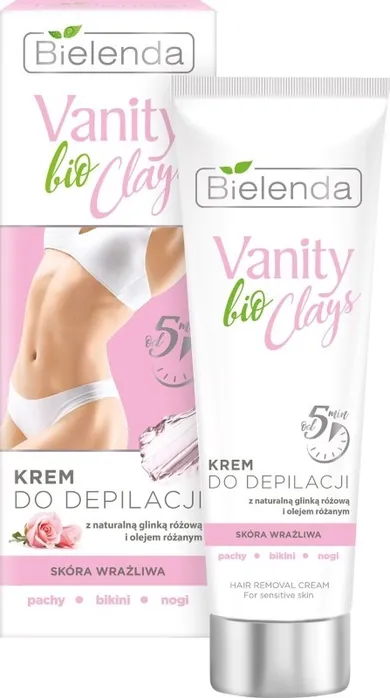 Bielenda, Vanity Bio Clays, krem do depilacji z różową glinką, skóra wrażliwa, 100 ml