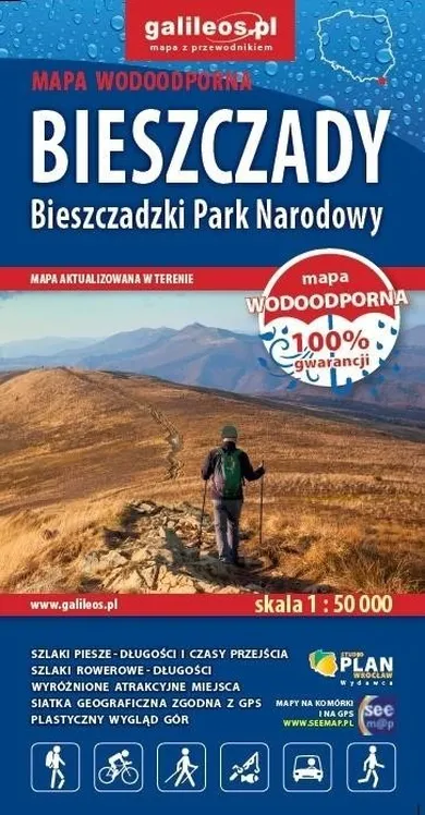 Bieszczady - Połoniny, mapa wodoodporna, 1:25 000