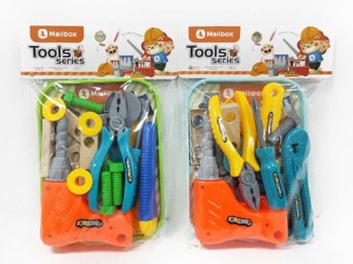Bigtoys, narzędzia w worku, nóż do tapet, obcęgi, klucz, śrubokręt, śrubki, akcesoria