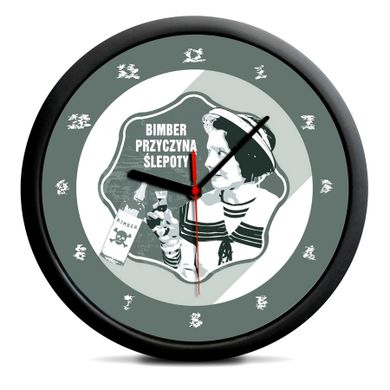 Bimber przyczyną ślepoty, zegar ścienny, retro