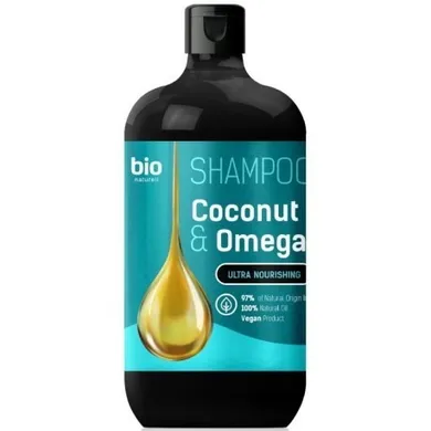 Bio naturell coconut oil & omega 3, szampon do wszystkich rodzajów włosów, 946 ml