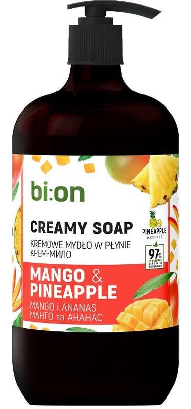 Bio Naturell, kremowe mydło w płynie z pompką, mango i ananas, 946 ml