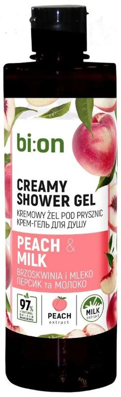 Bio Naturell, kremowy żel pod prysznic, brzoskwinia i mleko, 473 ml