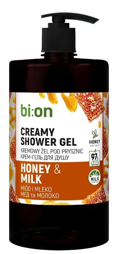 Bio Naturell, kremowy żel pod prysznic, miód i mleko, 946m