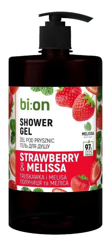 Bio Naturell, kremowy żel pod prysznic, truskawka i melisa, 946 ml
