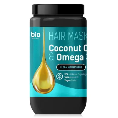 Bio Naturell, maska do włosów, z olejem kokosowym i Omega 3, 946 ml