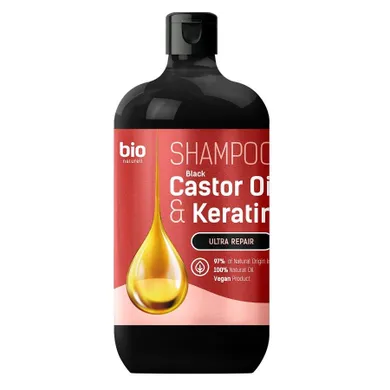 Bio Naturell, szampon z czarnym olejem rycynowym i keratyną do wszystkich rodzajów włosów, 946 ml