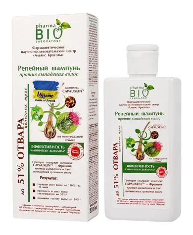 Bio Pharma Laboratory Bio, szampon przeciw wypadaniu włosów z wyciągiem z łopianu pb, 200 ml