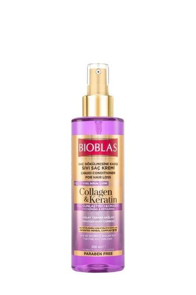 Bioblas, Collagen&Keratin, odżywka do włosów w płynie, 200 ml