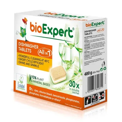 bioExpert, ekologiczne tabletki do zmywarki, all-in-1, 30 szt.