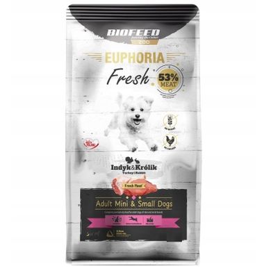 Biofeed, Euphoria Adult, karma dla psów małych ras, indyk, królik, 0,5 kg