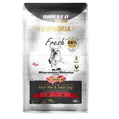 Biofeed, Euphoria Adult, karma dla psów małych ras, wieprzowina, wołowina, 0,5 kg