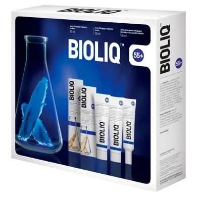 Bioliq, 55+, zestaw, krem intensywnie liftingujący do skóry oczu, ust, szyi i dekoltu, 30 ml + krem na dzień, 50 ml + krem na noc, 50 ml