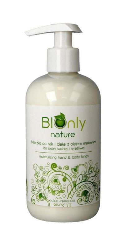 Bionly, Nature, mleczko do rąk i ciała z olejem makowym, 300 ml