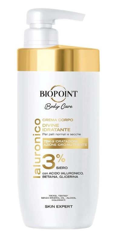 Biopoint, Body Care, nawilżający krem do ciała z kwasem hialuronowym 3%, 500 ml