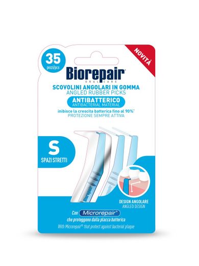 BioRepair, szczoteczki do czyszczenia przestrzeni międzyzębowych kątowe, gumowe, small, 35 szt.