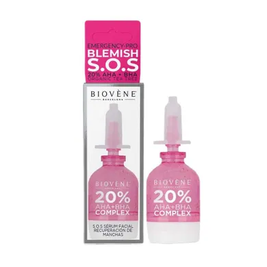 Biovene, Blemish S.O.S, serum z kompleksem kwasów AHA+BHA, 10 ml