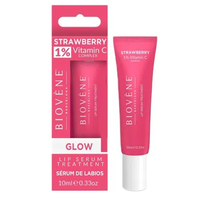 Biovene, Strawberry Lip Serum Treatment, rozświetlające serum do ust z 1% witaminy C, 10 ml