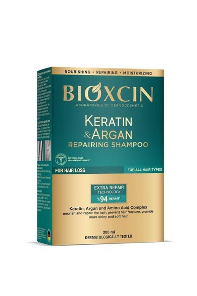 Bioxcin, Keratin&Argan, szampon do włosów regenerujący, 300 ml