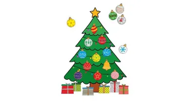 Biurfol, choinka magnetyczna do dekorowania na lodówkę, bombki