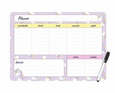 Biurfol, planer tygodniowy, magnetyczny, unicorn, 25-35 cm